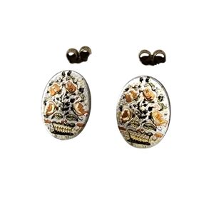 Reed & Barton Damascene orange flowers 12k gf earrings